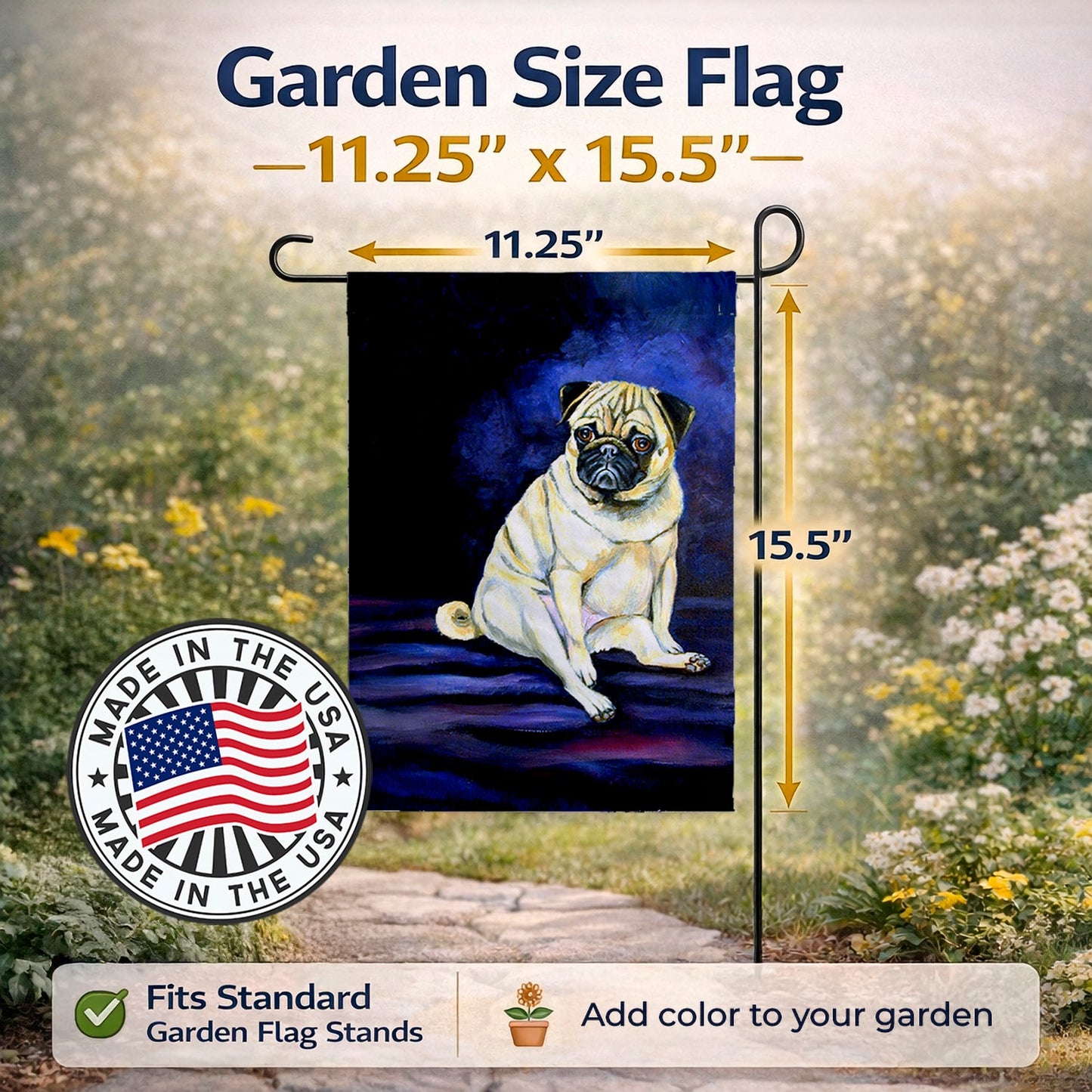 Pug Penny for your thoughts Garden Flag – Decorative Outdoor Yard Flag