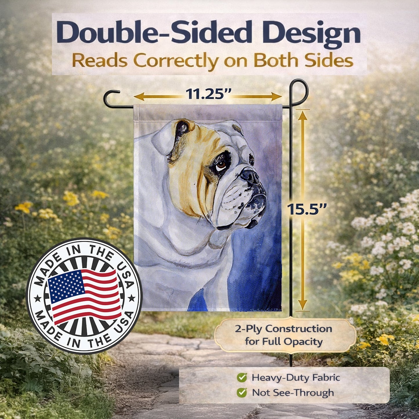English Bulldog Garden Flag – Decorative Outdoor Yard Flag