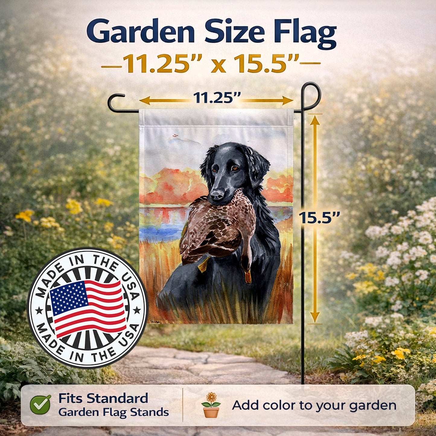 Flat Coated Retriever Garden Flag – Decorative Outdoor Yard Flag