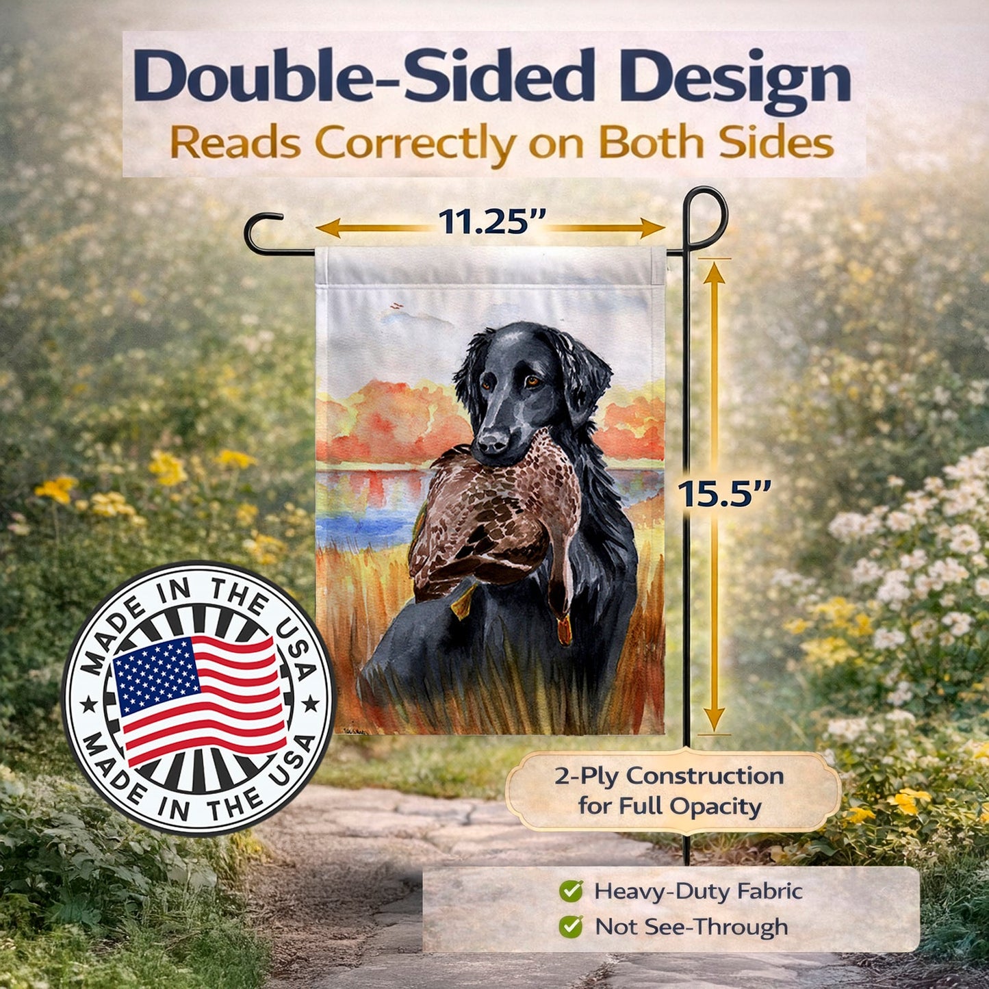 Flat Coated Retriever Garden Flag – Decorative Outdoor Yard Flag