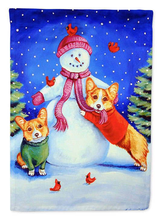 Snowman with Corgi Garden Flag – Decorative Outdoor Yard Flag