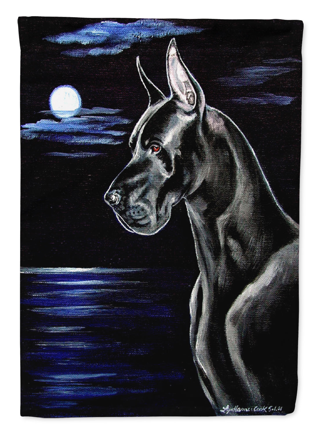 Moonlight Black Great Dane Garden Flag – Decorative Outdoor Yard Flag