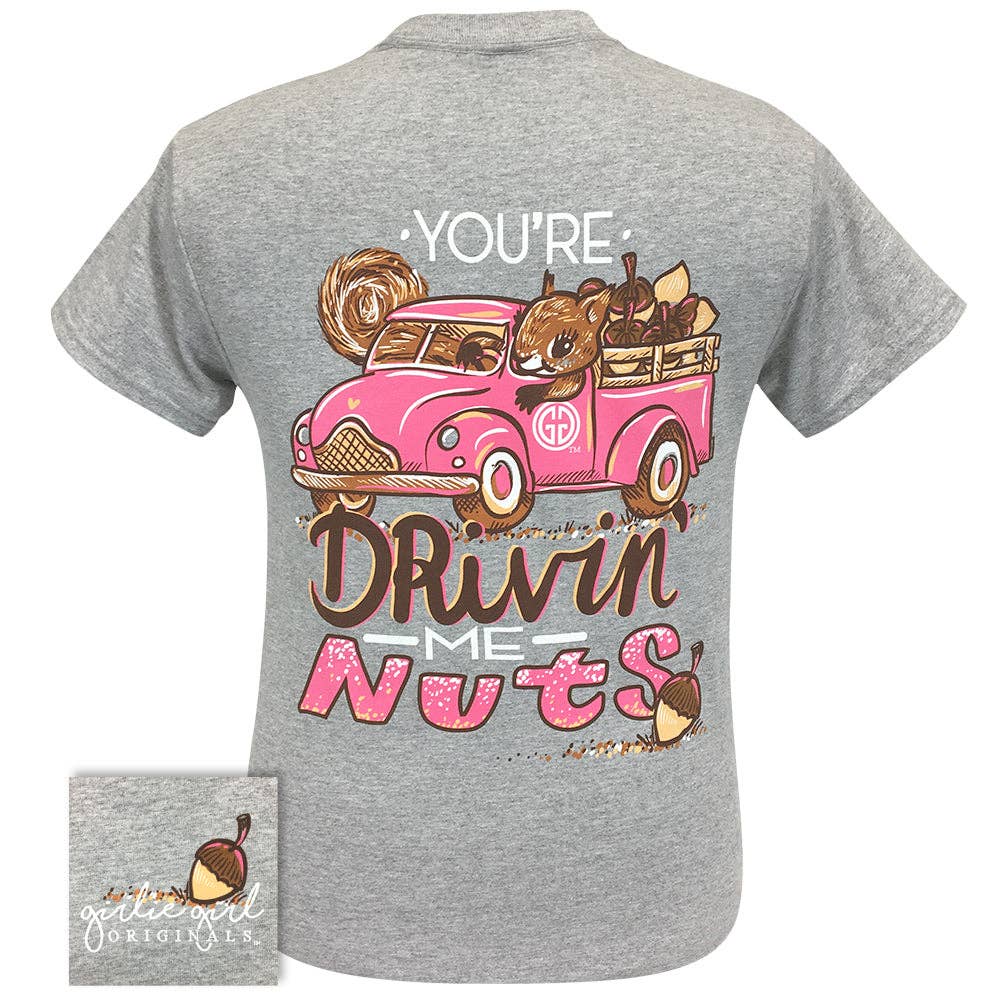 2278-Drivin Me Nuts-Southern Sassy Country Western Short Sleeve Graphic Tee