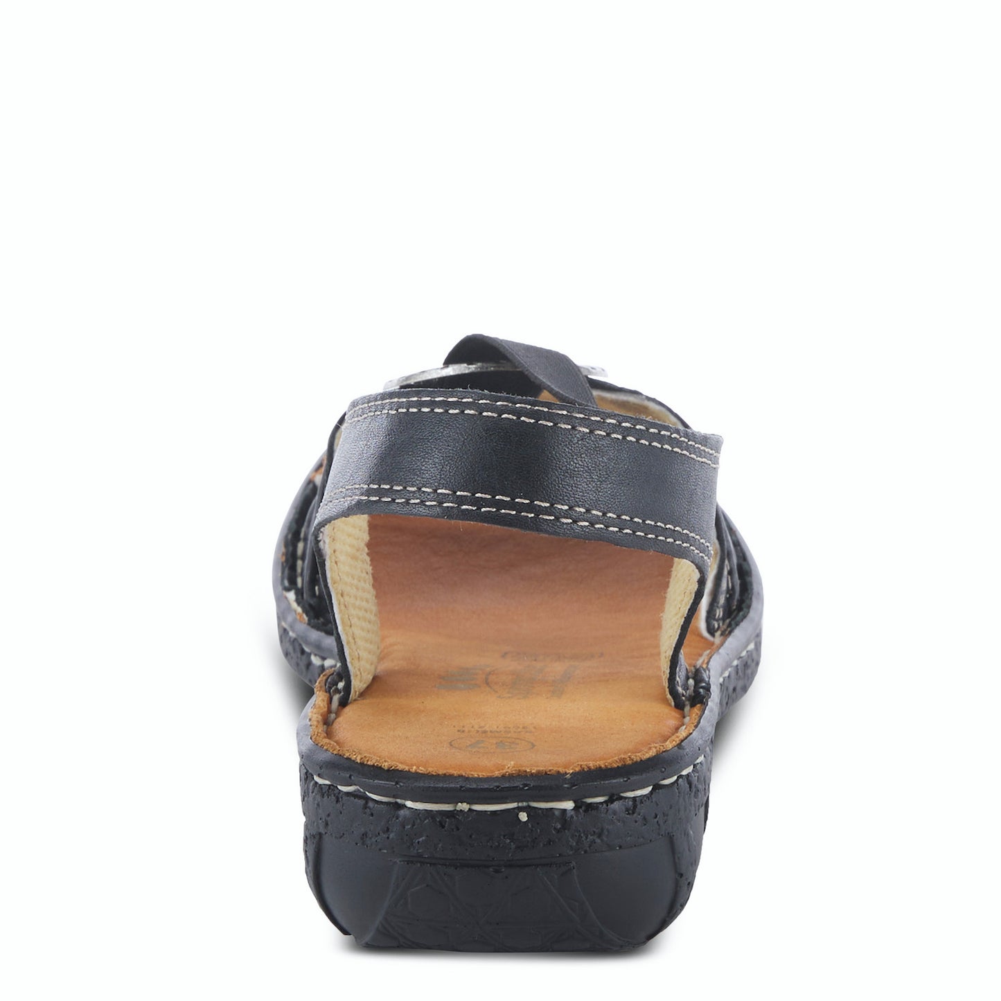 Karmel Black Leather Sandal by SPRING STEP