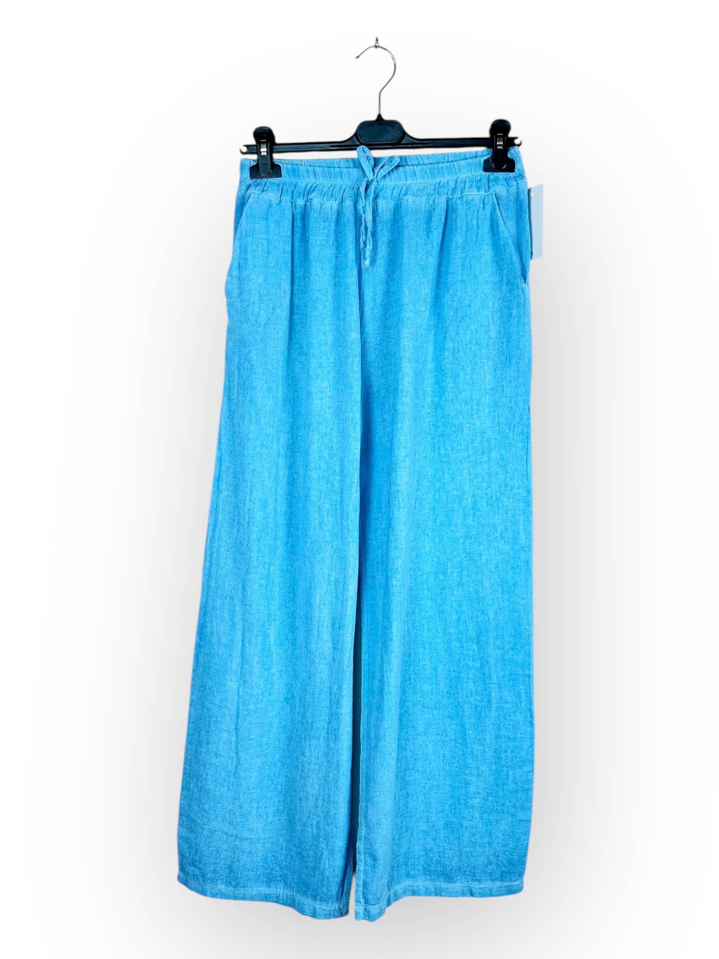 PLAIN LINEN AND COTTON PANTS Made in Italy
