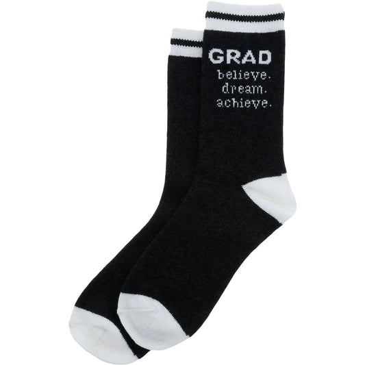 Grad Unisex Crew Socks - Grad Believe Dream Achieve