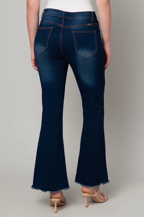 Sateen Stretch Denim Flare Dark Wash Heart of Pine Jean