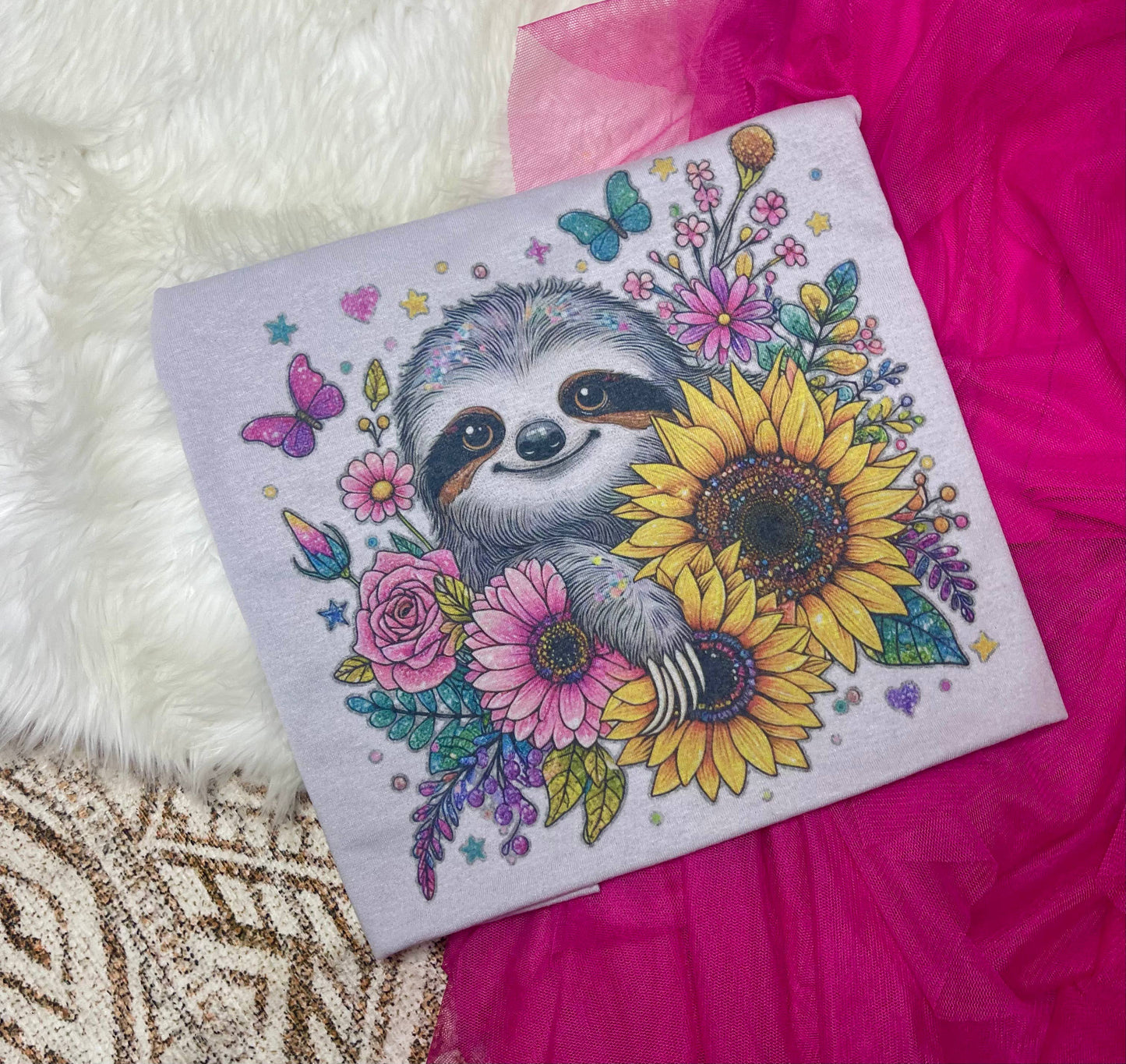 Sloth with Flowers (Sublimation T-Shirt)