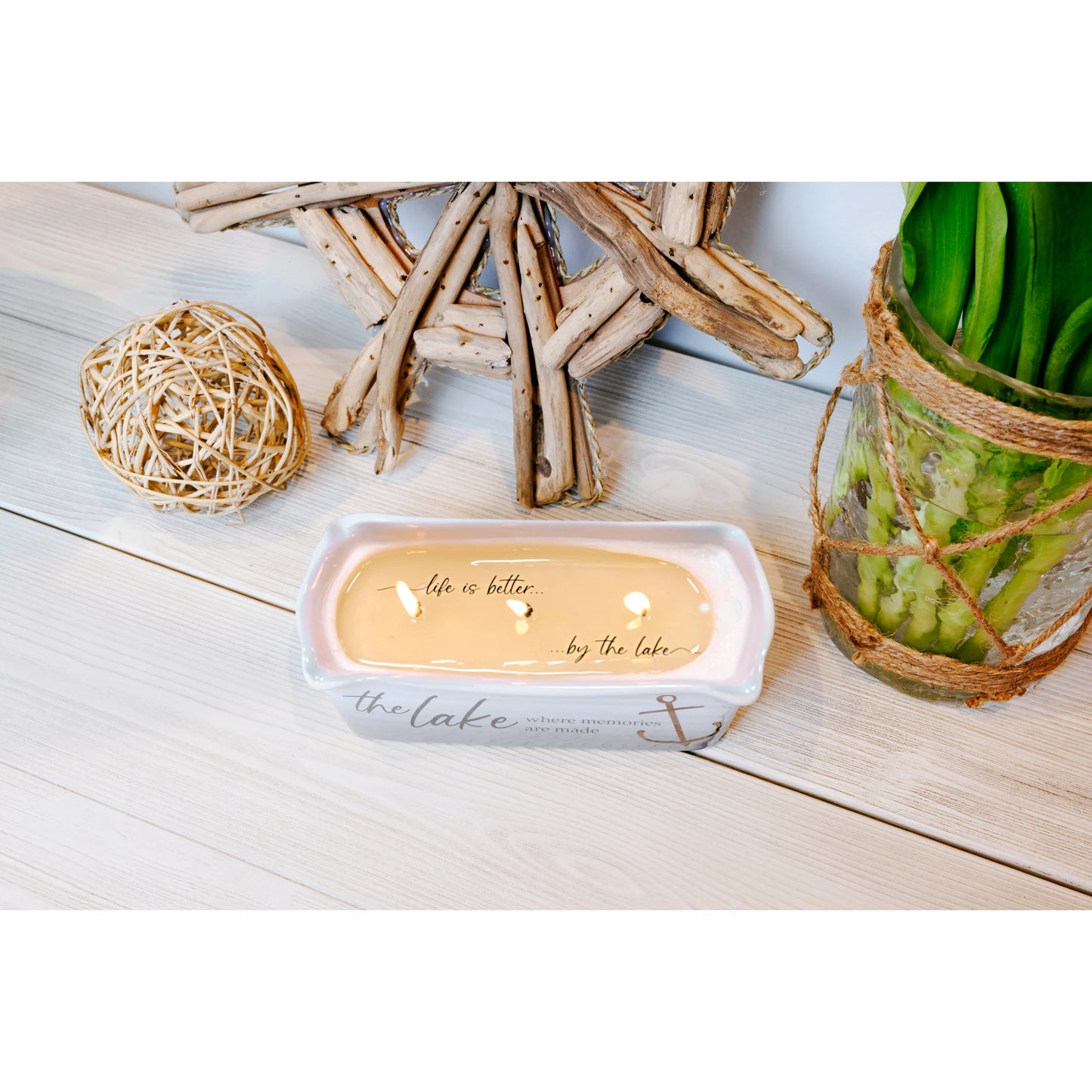 THE LAKE Where Memories are made 12 OZ - 100% SOY WAX REVEAL TRIPLE WICK CANDLE SCENT: TRANQUILITY