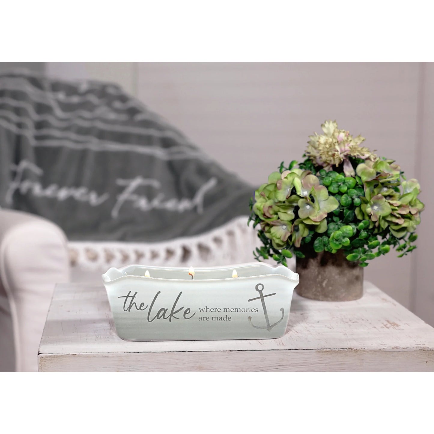 THE LAKE Where Memories are made 12 OZ - 100% SOY WAX REVEAL TRIPLE WICK CANDLE SCENT: TRANQUILITY