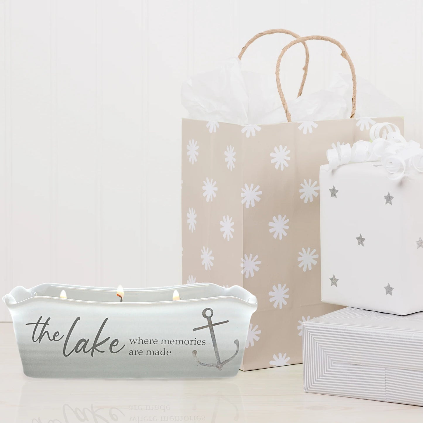 THE LAKE Where Memories are made 12 OZ - 100% SOY WAX REVEAL TRIPLE WICK CANDLE SCENT: TRANQUILITY