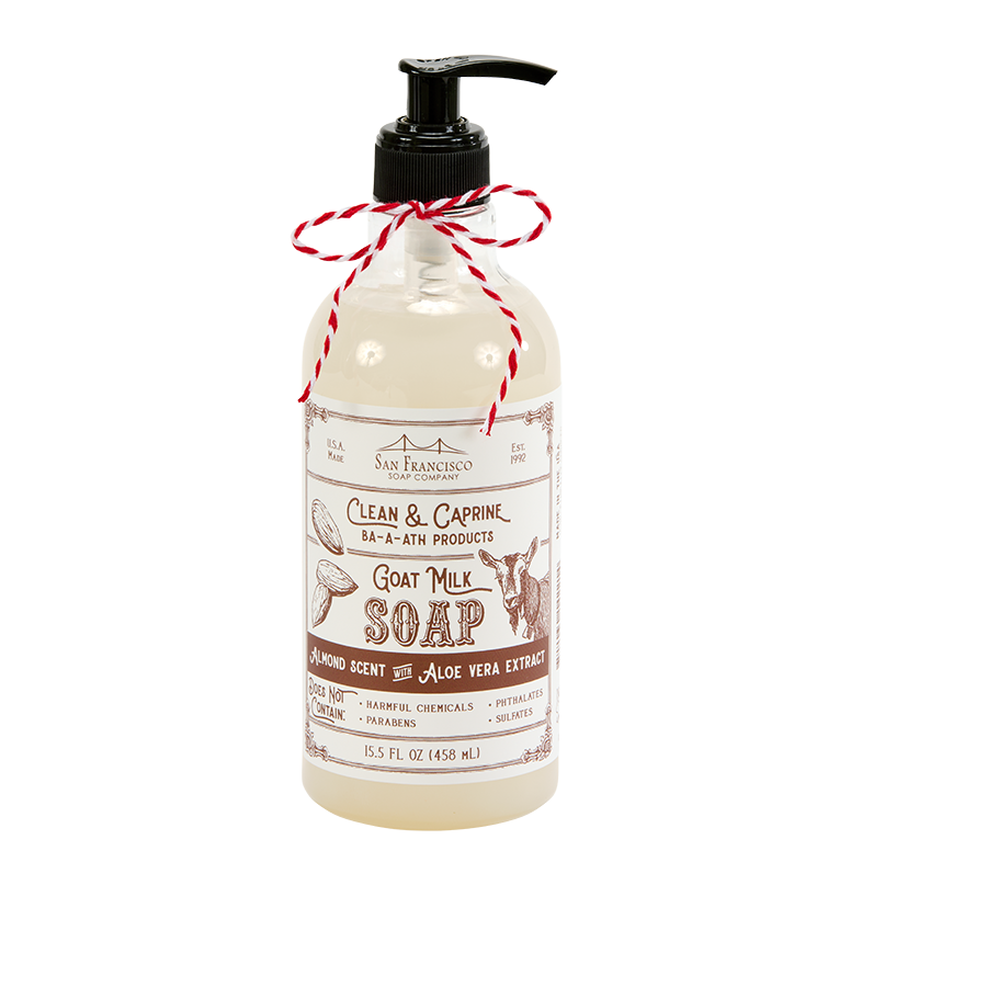 Almond Clean & Caprine Goat Milk Hand Soap -Scent San Francisco Soap / Man Bar Soap - ALMOND GOAT MILK LIQUID HAND SOAP 15.5oz