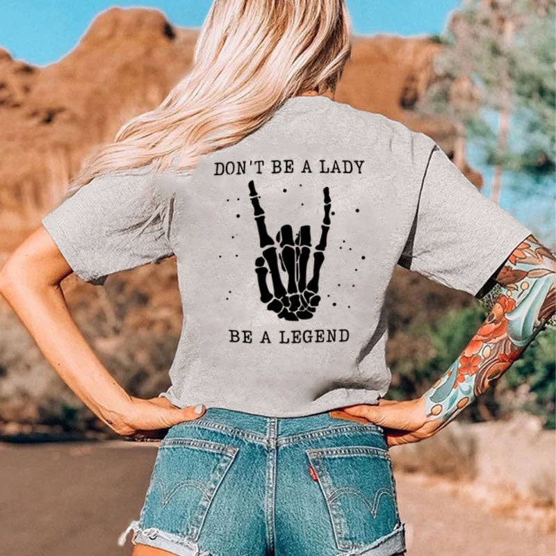 Rock Skull Hand Printed Short-Sleeve T-shirt