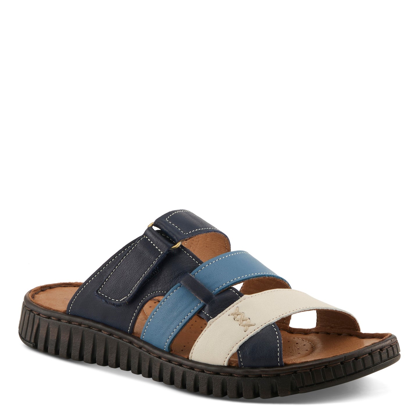 OLLY Denim Multi Leather Slip On Sandal