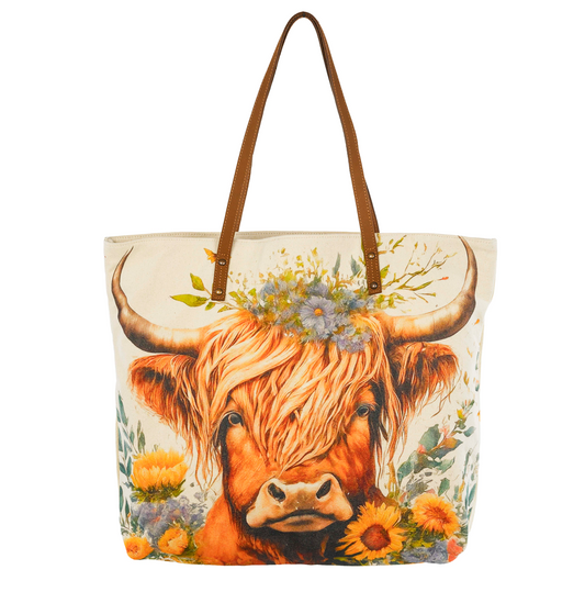 Cow Highlander Flora Tote Bag Cott N Curls