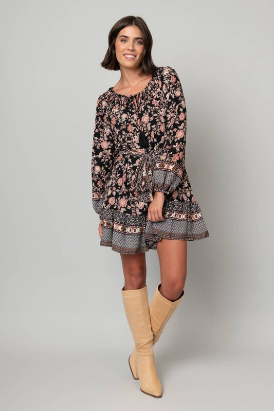 Floral Self Sash Georgette Dress