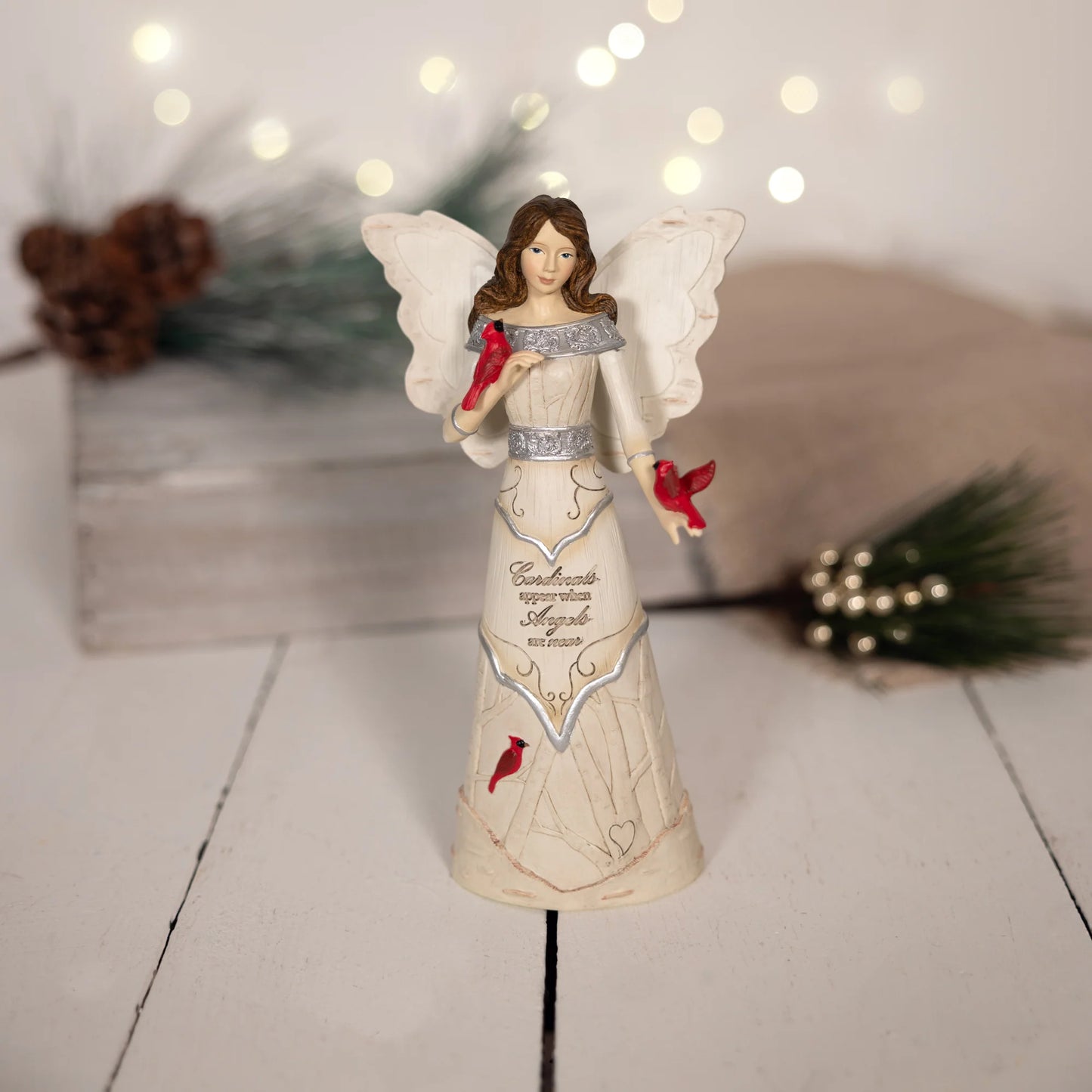 Cardinals Appear 7.5" Angel with Cardinals Figurine