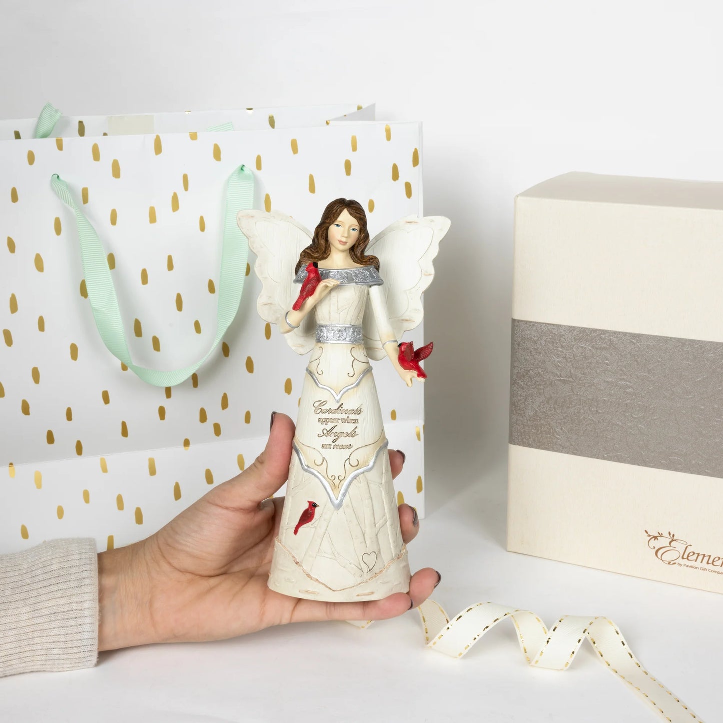 Cardinals Appear 7.5" Angel with Cardinals Figurine