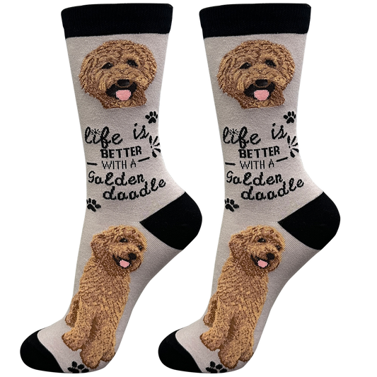 Life Is Better with a Goldendoodle Red Socks