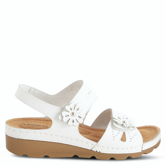 Poncia White Backstrap Sandal by Flexus