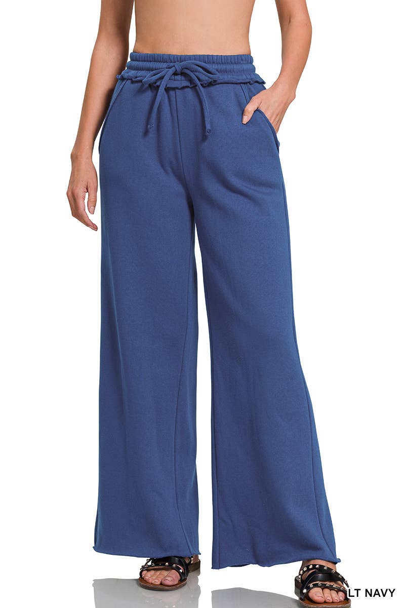 Fleece Exposed Seam Wide Leg Sweatpants