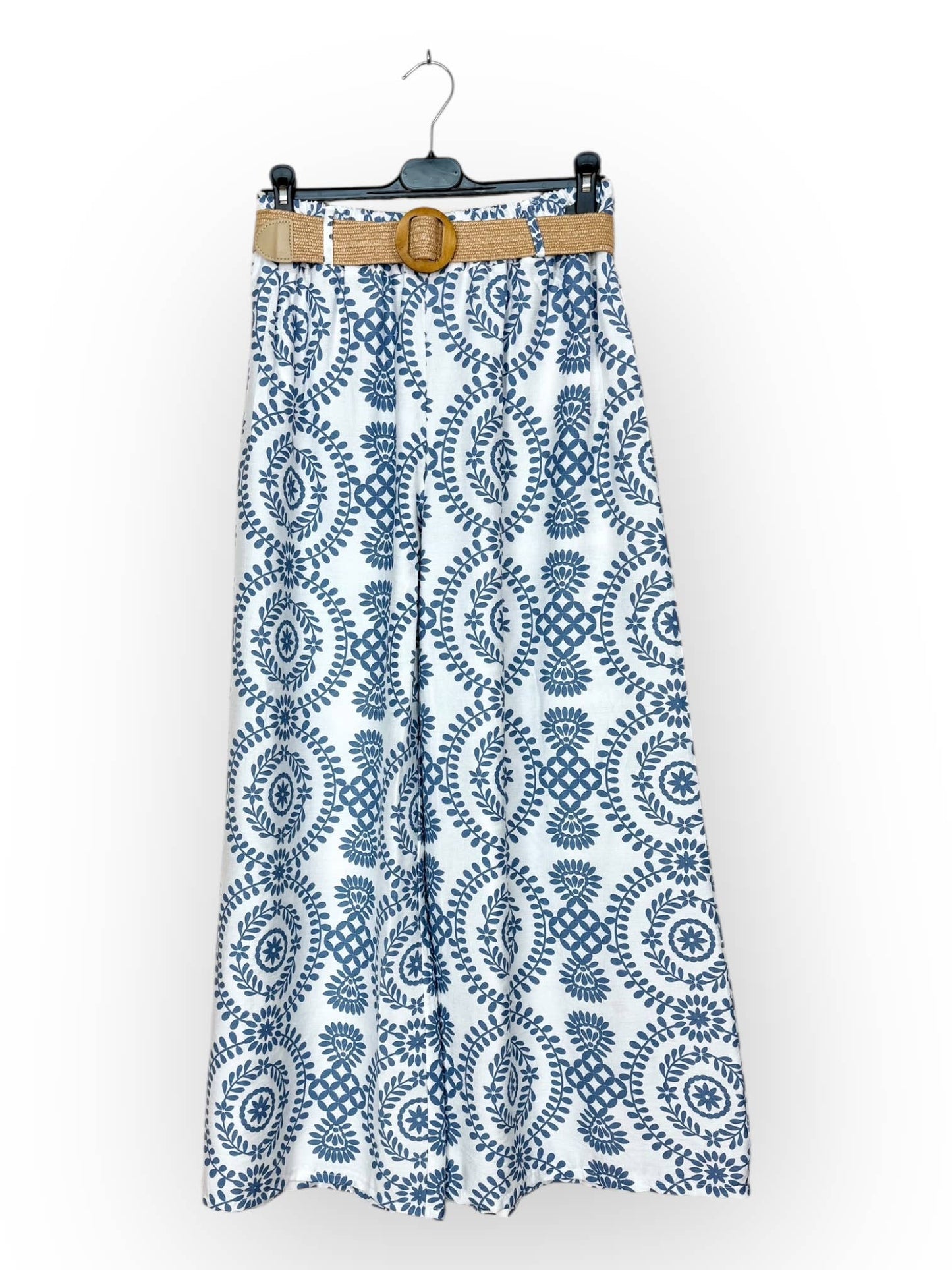 Wide-Leg Pants with Geometric Patterns Made in Italy