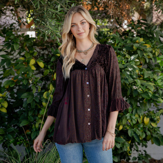 Vintage Bohemian : Patchwork Velvet Top