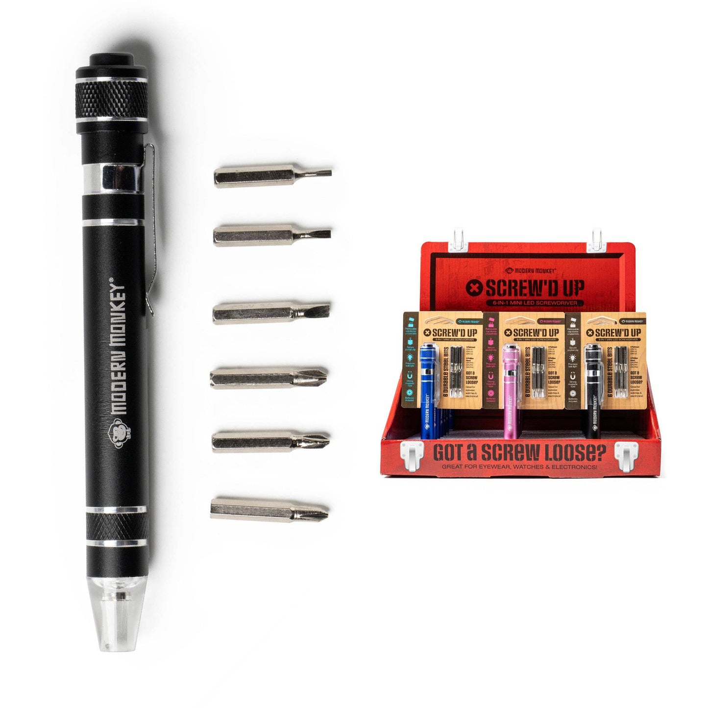 Modern Monkey® Screw’d Up 6-in-1 Mini LED Screwdriver