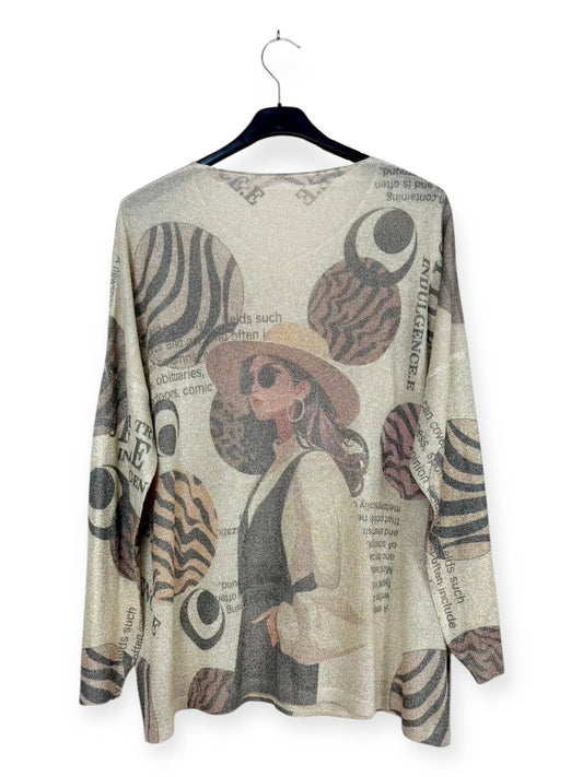 Girl Jumper & Zebra stripes Printed sweater, shiny material