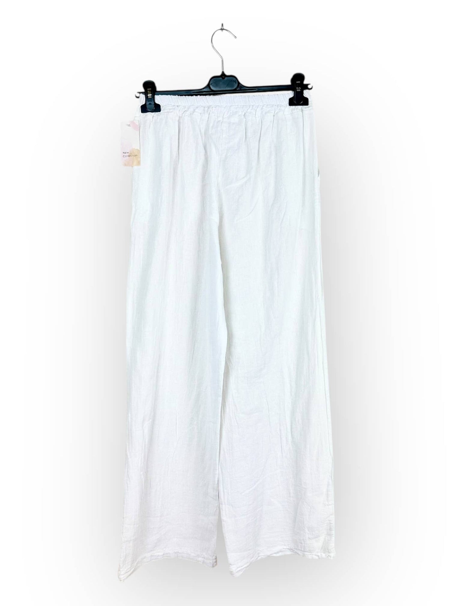 PLAIN LINEN AND COTTON PANTS Made in Italy