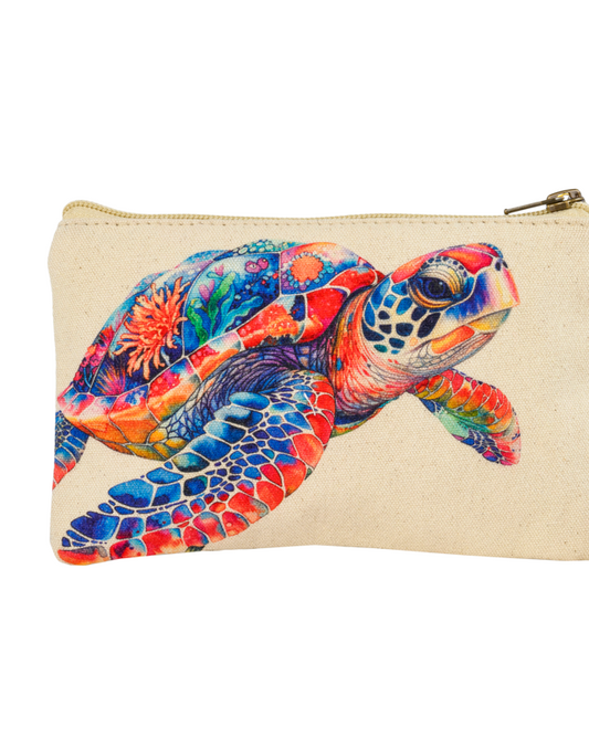 Turtle Reef Cott N Curls Canvas Wristlet Bag