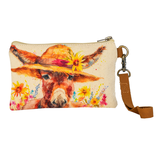 Donkey Cott N Curls Canvas Wristlet Bag