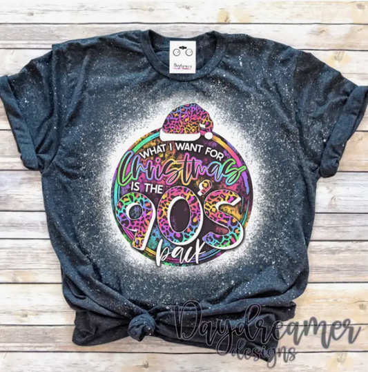 90s Christmas Bleached Long Sleeve Tee