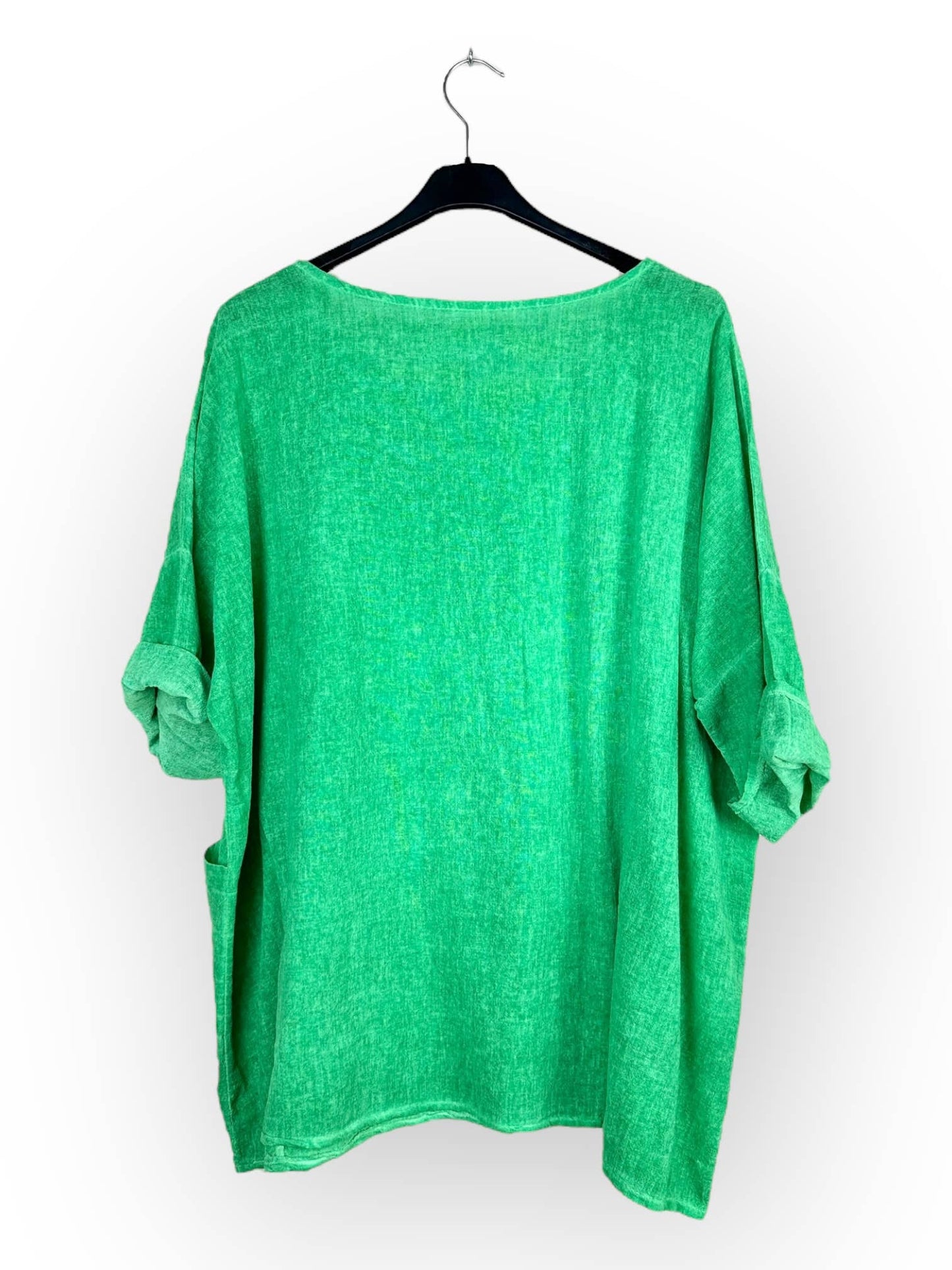 Plain top in linen and cotton with two pockets Made in Italy