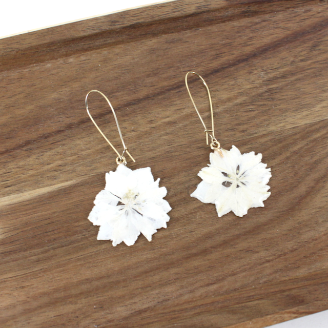 Hand Pressed Flower Brass Earrings