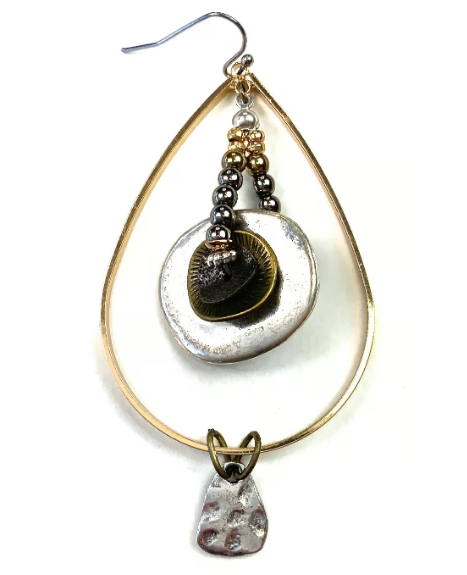 TEARDROP HOOP W/BEADED & STACKED EARRINGS by Lost & Found Trading Company