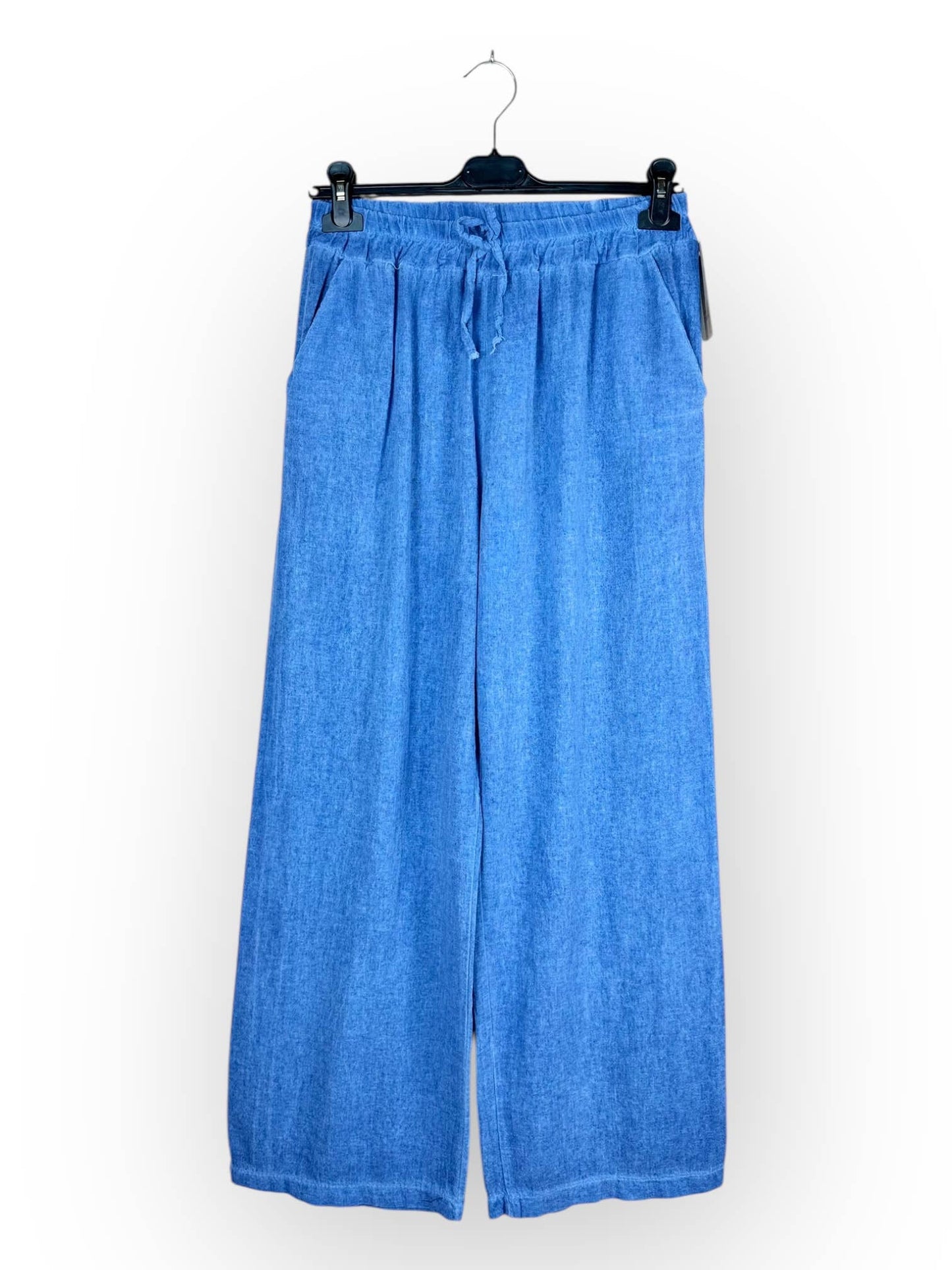 PLAIN LINEN AND COTTON PANTS Made in Italy