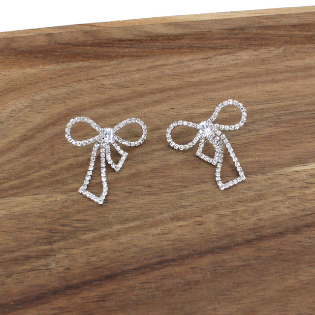 Rhinestone Bow Post Earrings