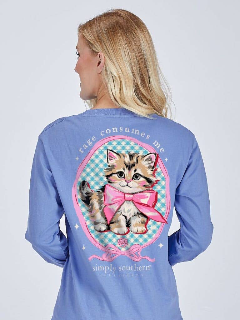 Rage Consumes Me Kitten Simply Southern Long Sleeve Tee LS-RAGE-BALI