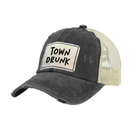 Town Drunk Vintage BRIEF INSANITY Trucker Hat