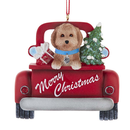 Golden Doodle Dog Merry Christmas Ornament by Kurt Adler