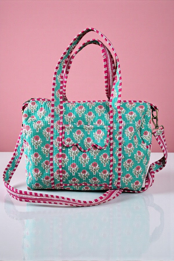 SC - ETA 2/20 - Marley Teal and Pink Floral Duffel Bag