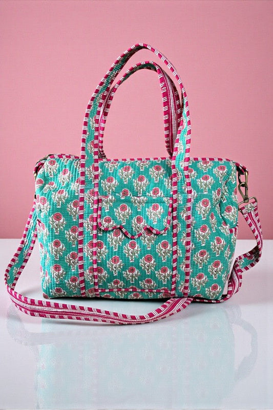 SC - ETA 2/20 - Marley Teal and Pink Floral Duffel Bag