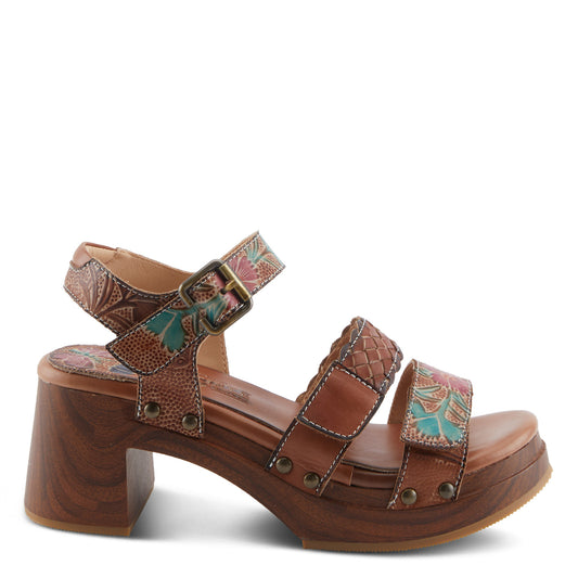 RETROPEL Vintage-inspired open-toe sandal BROWN Multi Sandal by L`ARTISTE