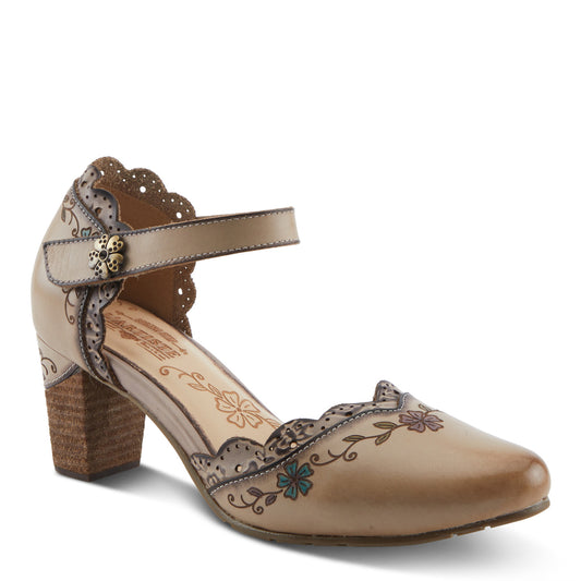 SAYYES Beige Multi baroque-inspired Mary Jane heel by L`ARTISTE
