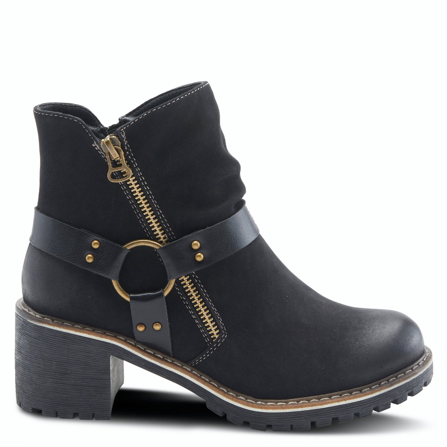 Firewood Black Lug Sole Bootie By Patrizia