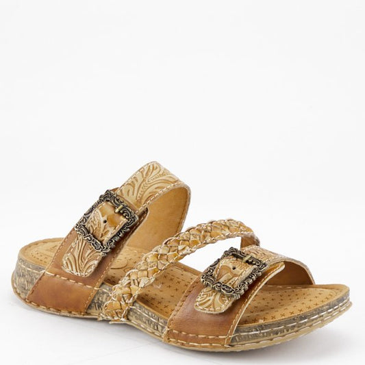 Astra Tan corked Sandal by L'Artiste