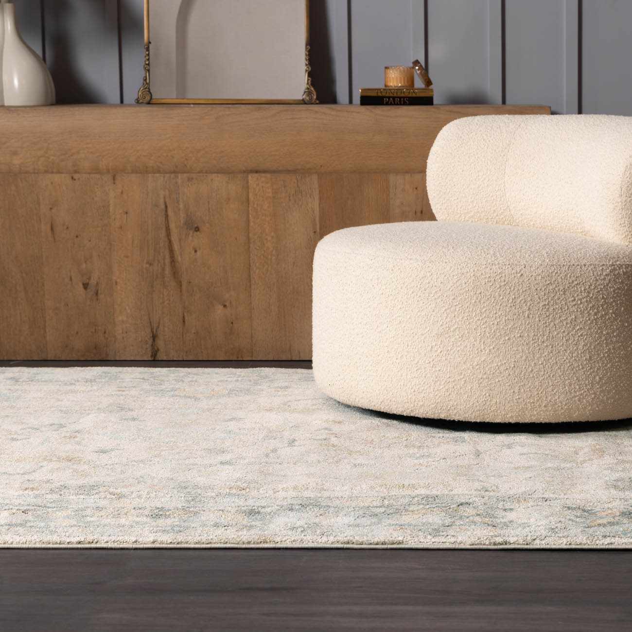 Ahmaud Beige & Light Gray Thick Luxe Area Rug