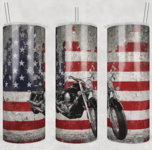 American Flag Motorcycle Tumbler