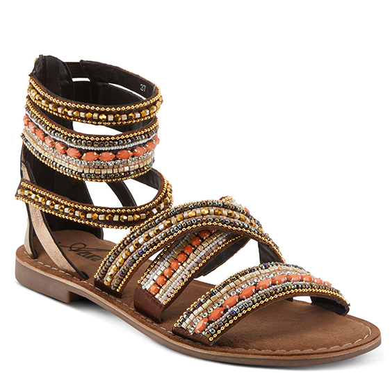 Andromeda Gold Multi Gladiator Flat Sandals By Azura